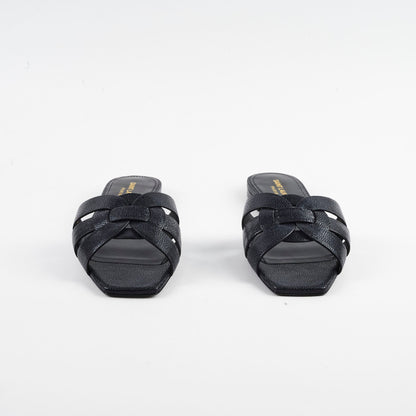 Saint Laurent Tribute Flat Sandal Black New