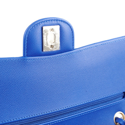Chanel Medium/Large Caviar Chevron Classic Cobalt Blue 2021