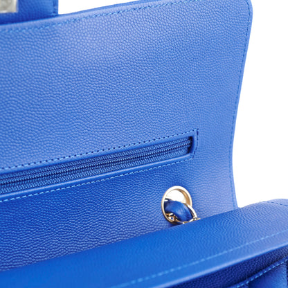 Chanel Medium/Large Caviar Chevron Classic Cobalt Blue 2021