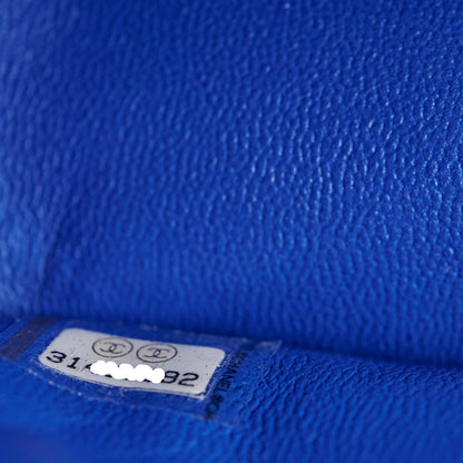 Chanel Medium/Large Caviar Chevron Classic Cobalt Blue 2021