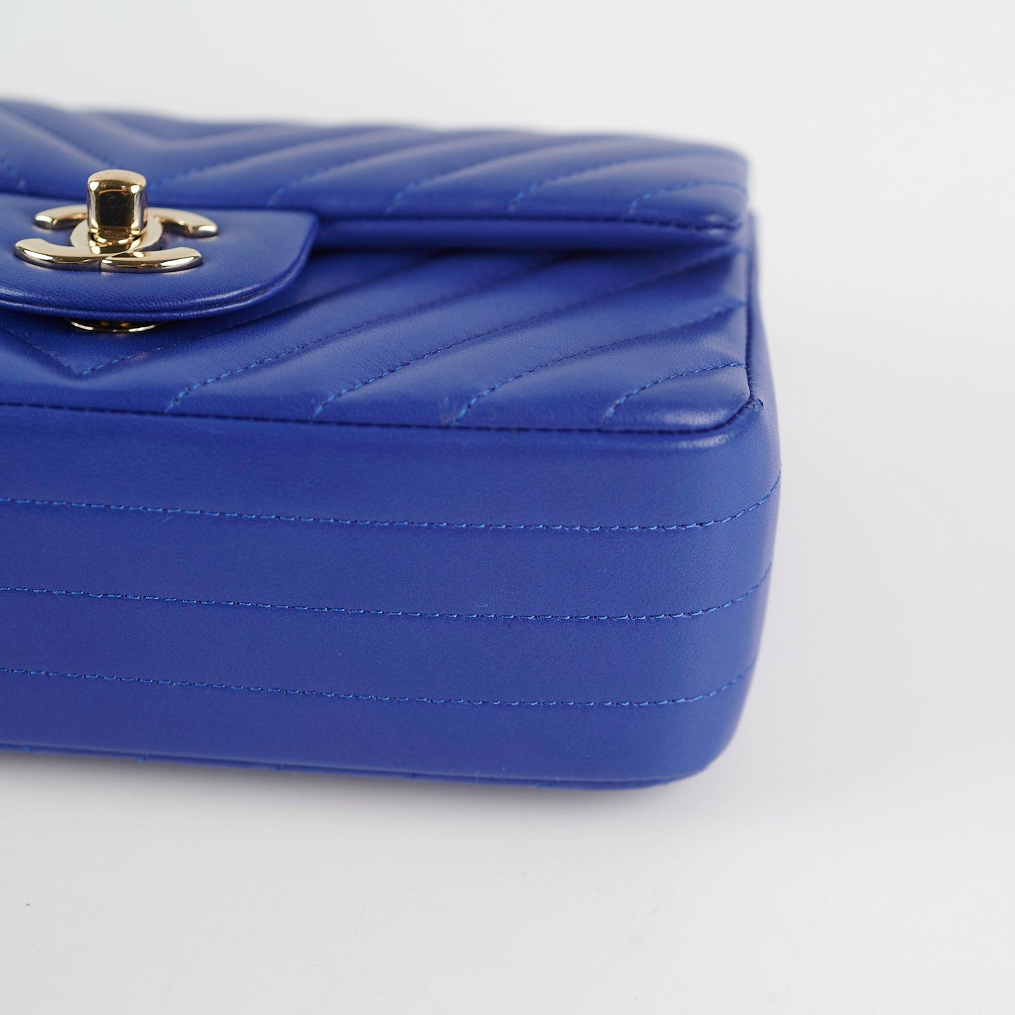 Chanel Mini Rectangular Chevron Blue