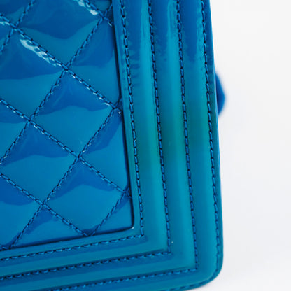 Chanel Boy Old Medium Turquoise Blue Patent