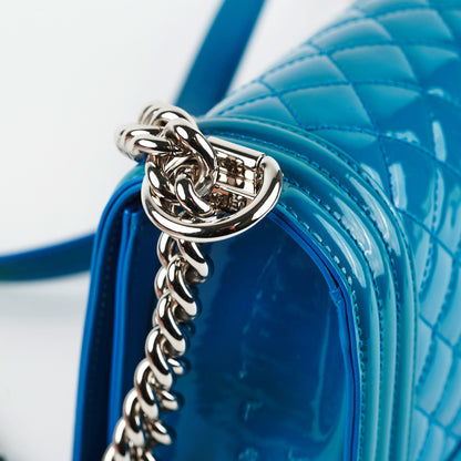 Chanel Boy Old Medium Turquoise Blue Patent