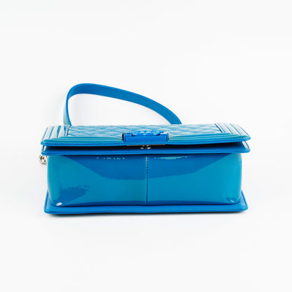 Chanel Boy Old Medium Turquoise Blue Patent