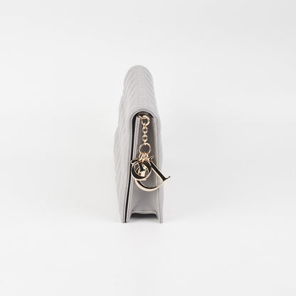 Dior Cannage Lambskin Silver Clutch