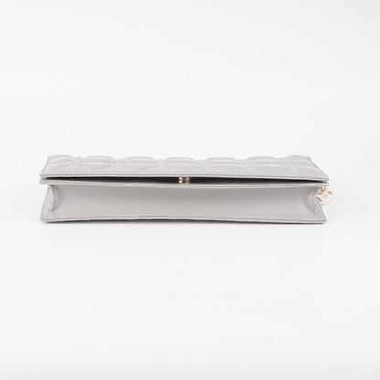 Dior Cannage Lambskin Silver Clutch