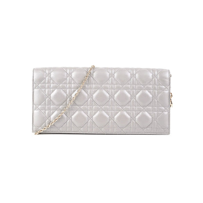 Dior Cannage Lambskin Silver Clutch
