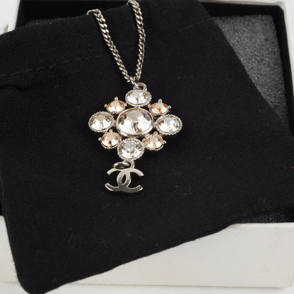 Chanel Crystal CC Logo Pendant Necklace Costume Jewellery