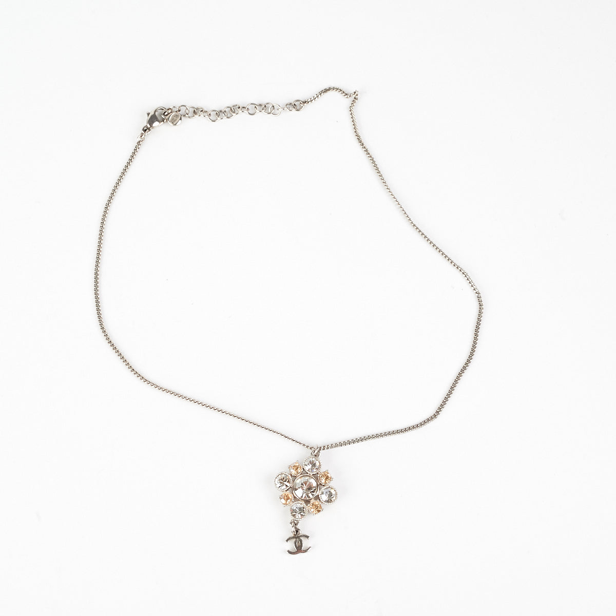 Chanel Crystal CC Logo Pendant Necklace Costume Jewellery