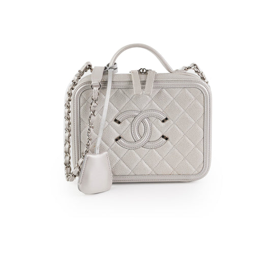 Chanel Filigree Silver Caviar Medium Vanity