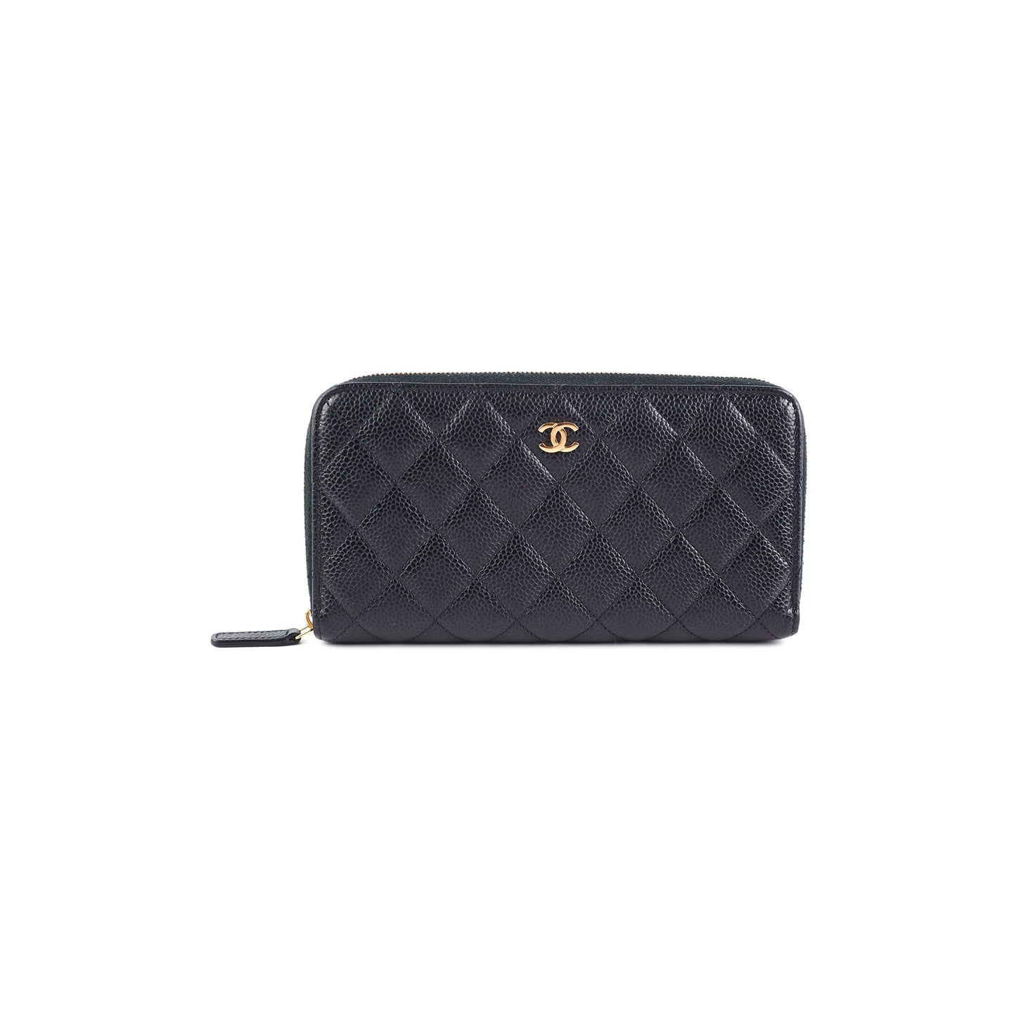 Chanel Caviar Long Zip Wallet Black