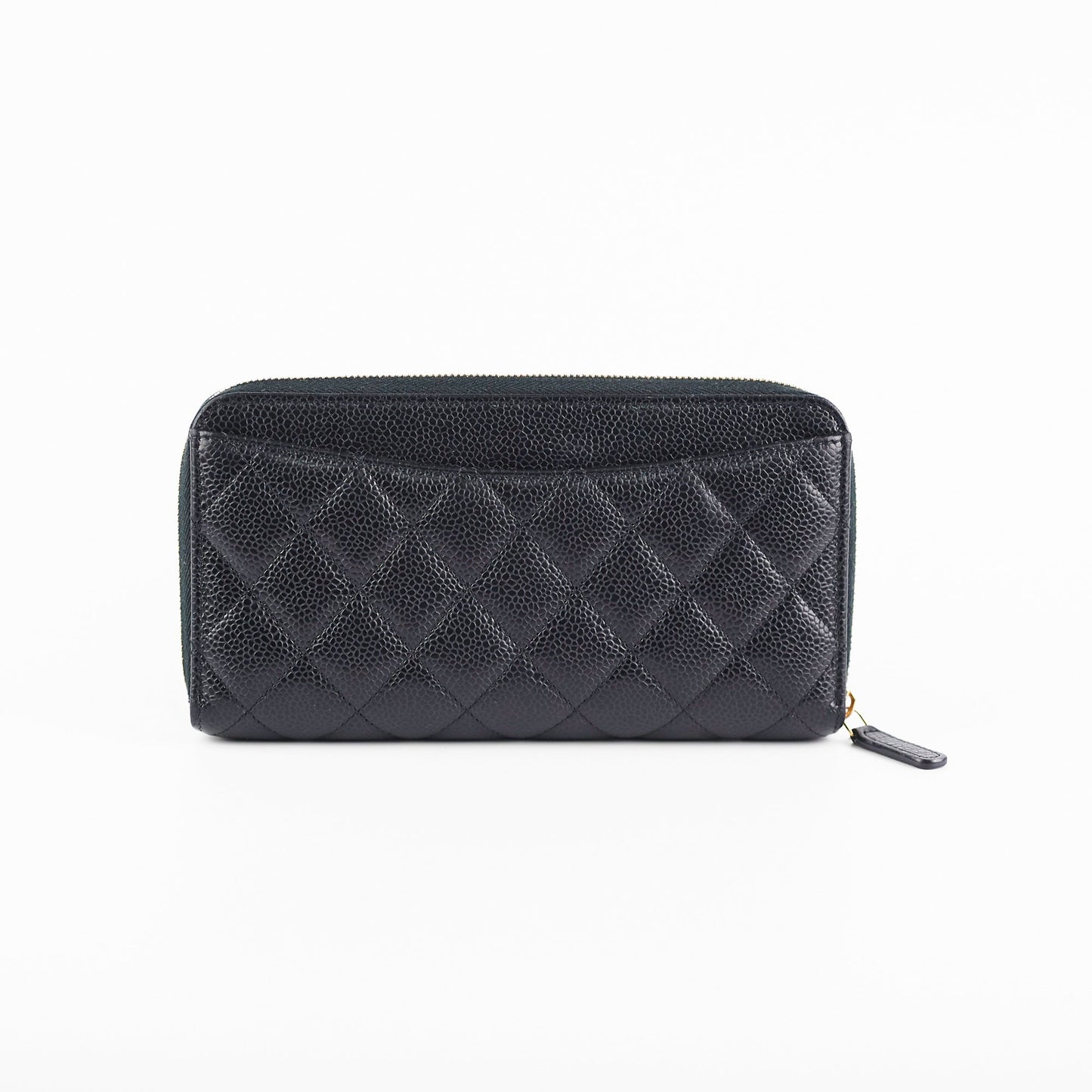 Chanel Caviar Long Zip Wallet Black