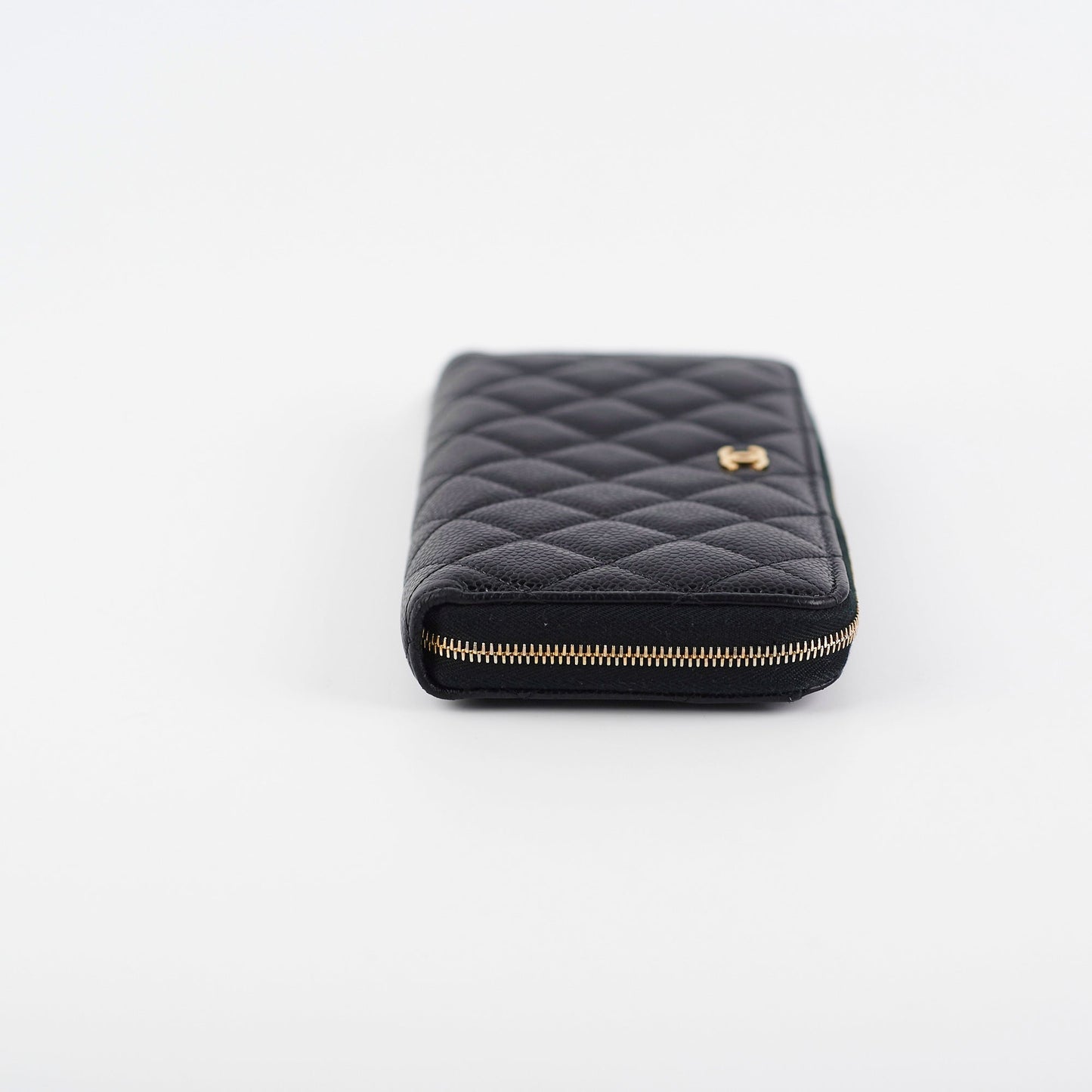 Chanel Caviar Long Zip Wallet Black
