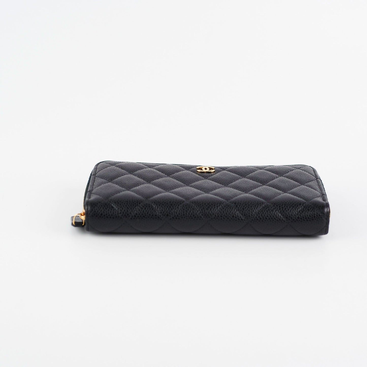 Chanel Caviar Long Zip Wallet Black