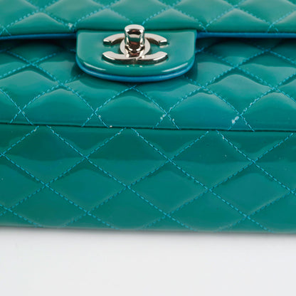 Chanel Quilted Patent Medium Large Classic Flap Teal
