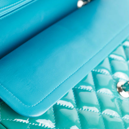 Chanel Quilted Patent Medium Large Classic Flap Teal