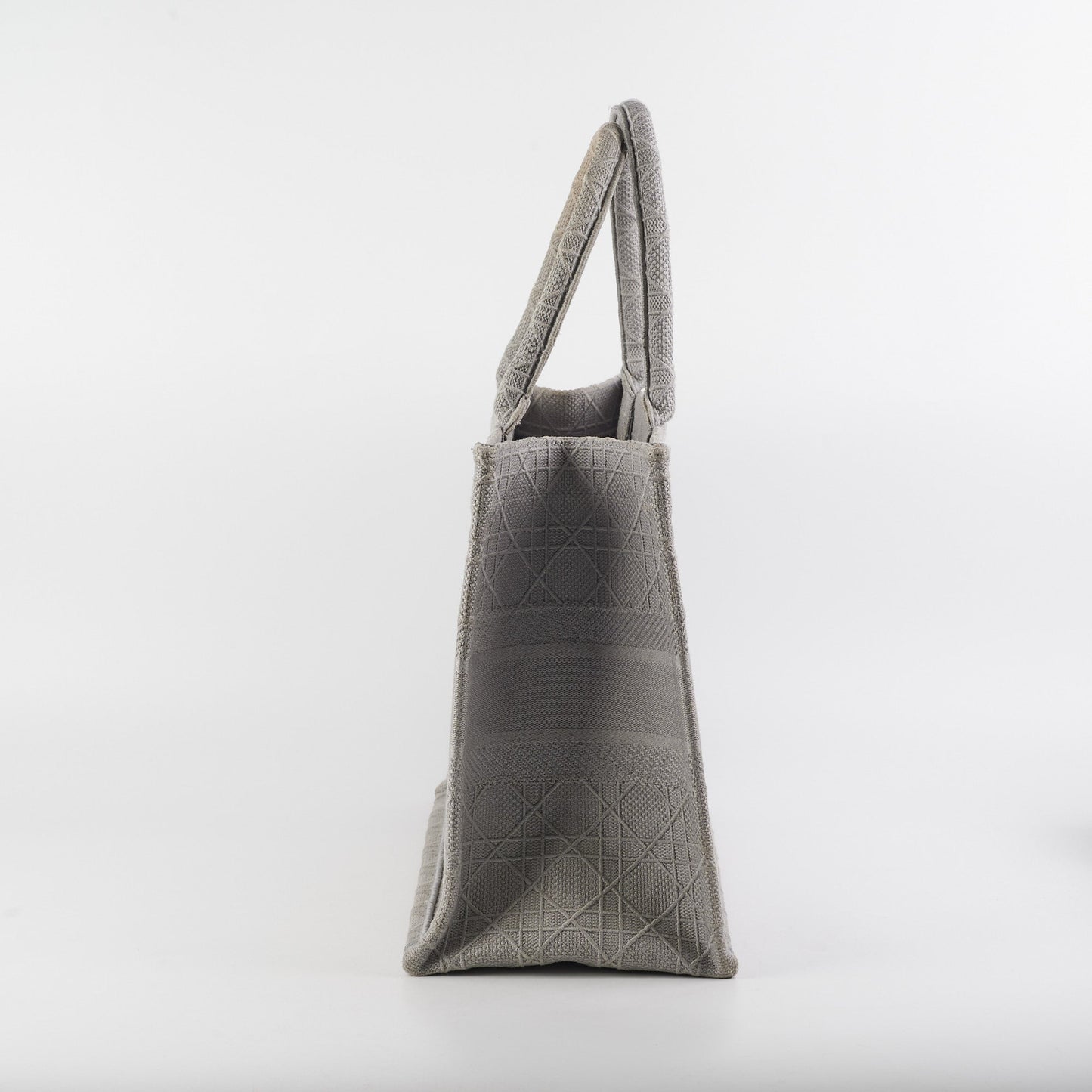 Dior Medium Book Tote Cannage Embroidered Grey