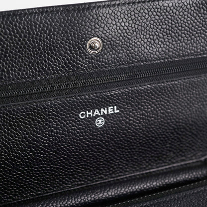 Chanel Caviar Wallet on Chain WOC Black
