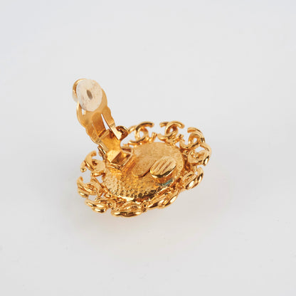Chanel Clip On Gold Peal Large Earrings Costume Jewellery