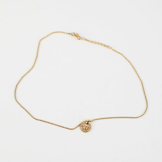 Chrisitan Dior Gold Logo Necklace Costume Jewellery
