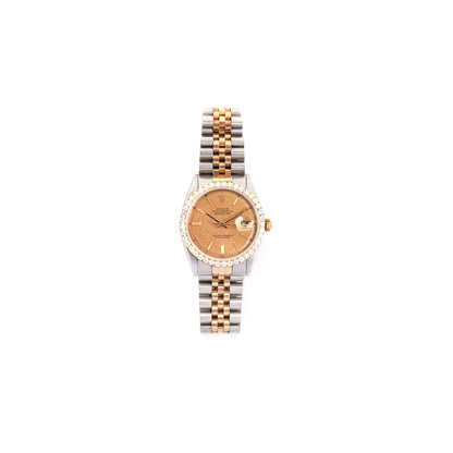 Rolex Datejust 36mm Two Toned Aftermarket Diamonds Watch