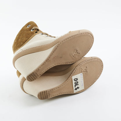 Louis Vuitton Batignolles Wedge Canvas Sneakers 36.5 Beige