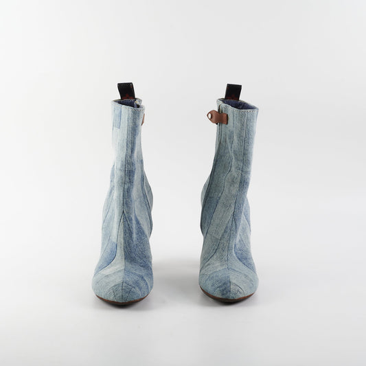 Louis Vuitton Silhouette Denim Heel Ankle Boots 37