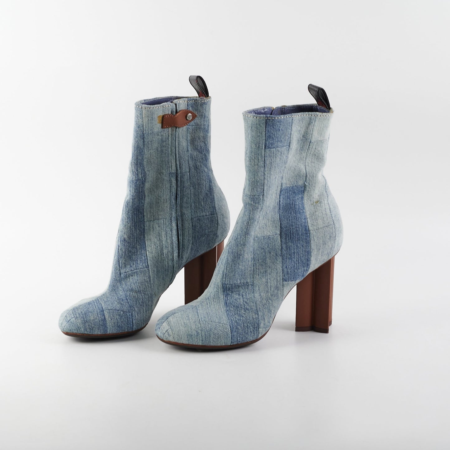 Louis Vuitton Silhouette Denim Heel Ankle Boots 37