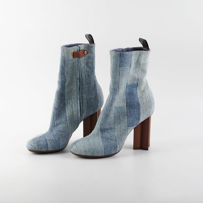 Louis Vuitton Silhouette Denim Heel Ankle Boots 37