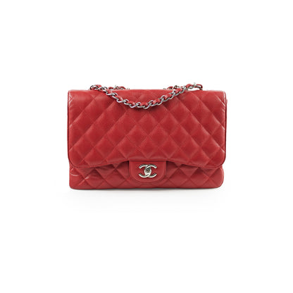 Chanel Caviar Jumbo Single Flap Red