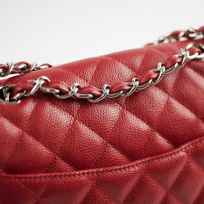 Chanel Caviar Jumbo Single Flap Red