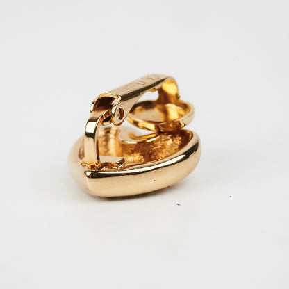 Christian Dior Heart Rhinestone Clip On Earrings Costume Jewellery