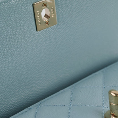 Chanel Caviar Small Coco Handle Light Blue Microchip