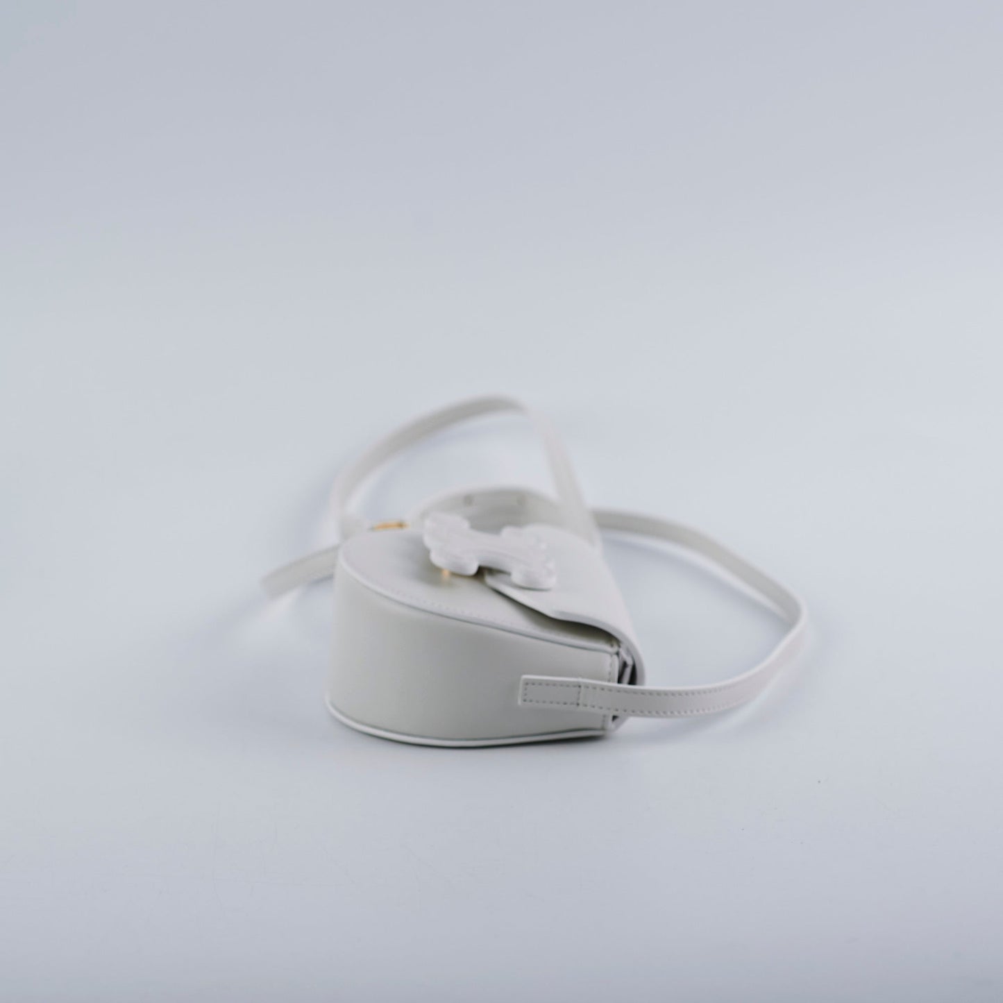 Celine Cuir Mini Triomphe White Crossbody Bag