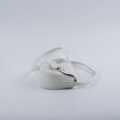 Celine Cuir Mini Triomphe White Crossbody Bag