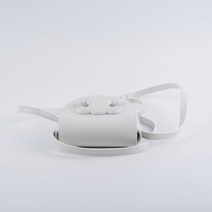 Celine Cuir Mini Triomphe White Crossbody Bag