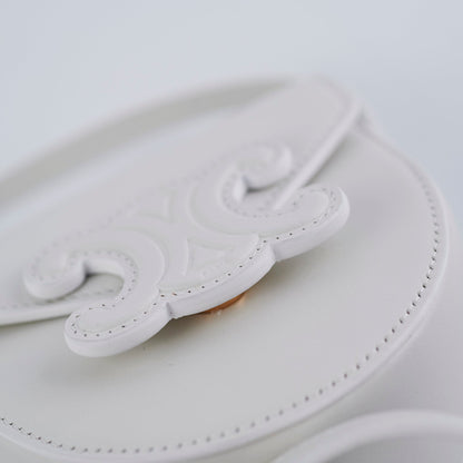 Celine Cuir Mini Triomphe White Crossbody Bag