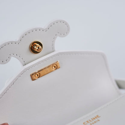 Celine Cuir Mini Triomphe White Crossbody Bag