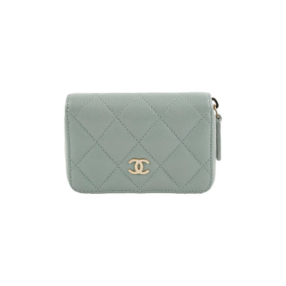 Chanel Blue/Grey Zipper Card Holder