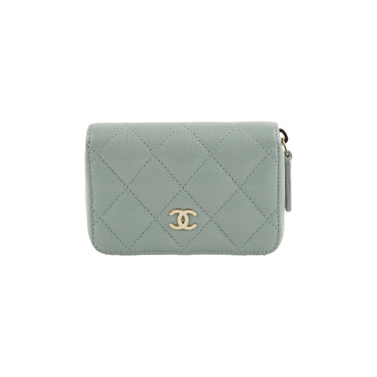 Chanel Blue/Grey Zipper Card Holder