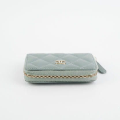 Chanel Blue/Grey Zipper Card Holder