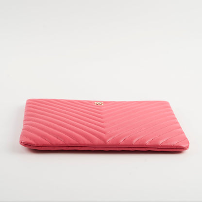 Chanel O Case Medium Chevron Pink Lambskin - Series 24