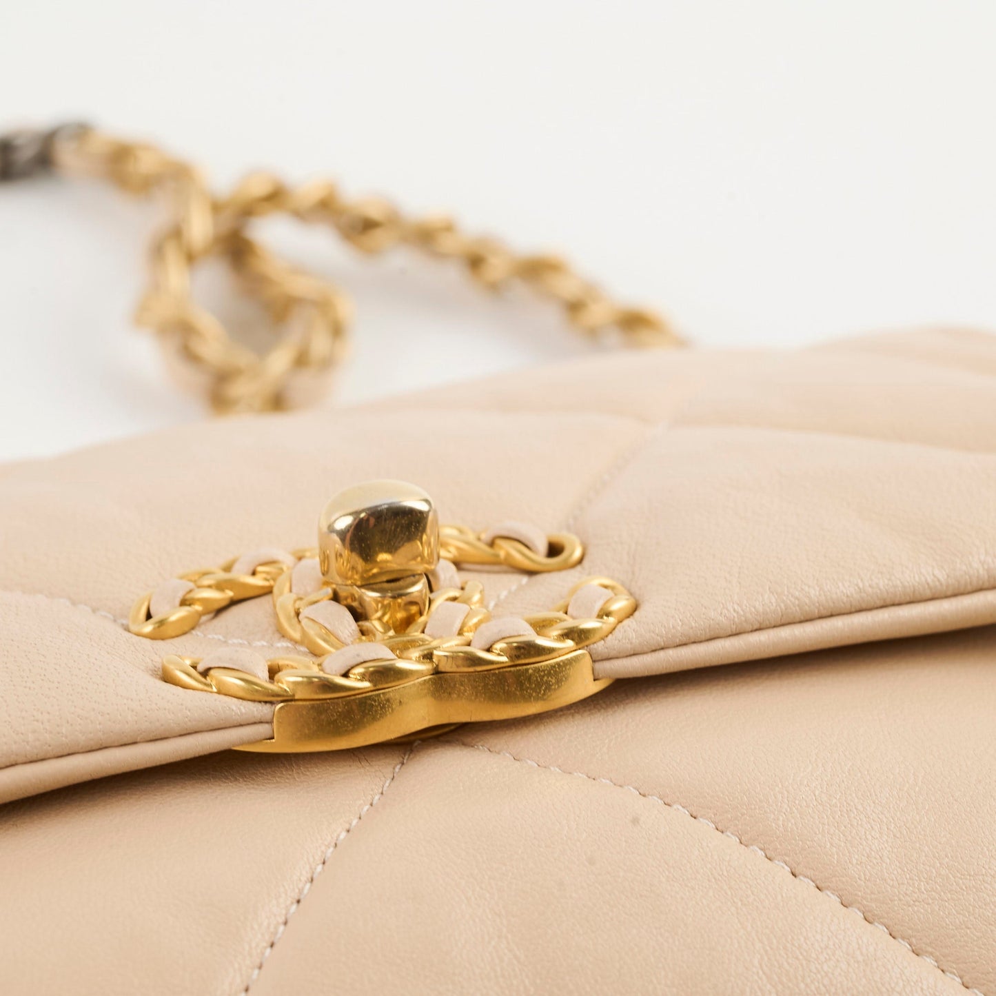Chanel 19 Small Beige Lambskin Crossbody Bag Series 30