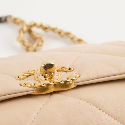 Chanel 19 Small Beige Lambskin Crossbody Bag Series 30
