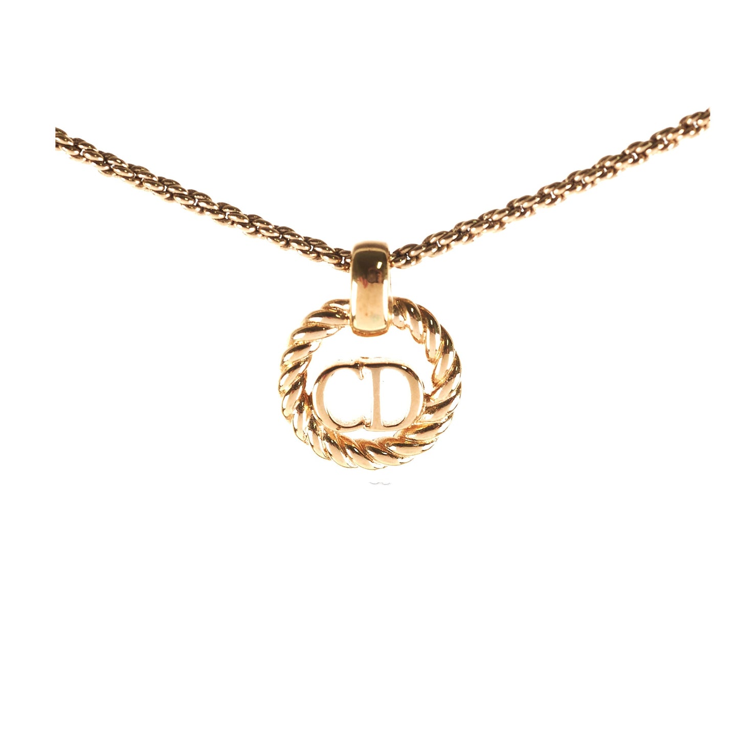 Chrisitan Dior Gold Logo Necklace Costume Jewellery