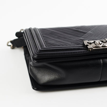 Chanel Old Medium Boy Chevron Black Bag