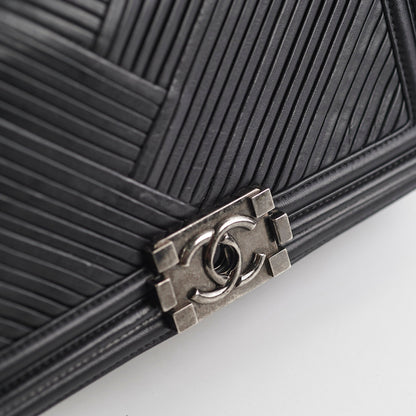 Chanel Old Medium Boy Chevron Black Bag