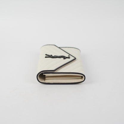 Saint Laurent White Monogram Long Envelope Wallet