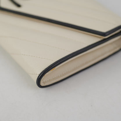 Saint Laurent White Monogram Long Envelope Wallet