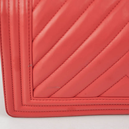 Chanel Old Medium Boy Chevron Lambskin Coral  - Series 27